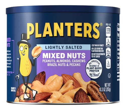 Planters Mixed Nuts Lightly Salted 292grs Usa Poca Sal