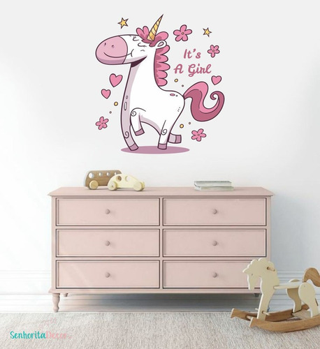 Adesivo De Parede Decoração Quarto De Menina Unicórnio