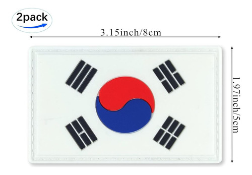Parches Pvc De Bandera De Corea Del Sur 8x5 Cm Con Velcro