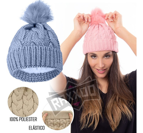 Gorro Lana Tejido Invierno Forro Polar Para Niños Unisex