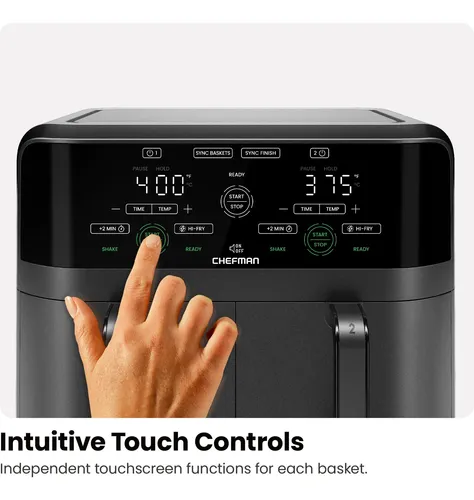 Air Fryer Chefman Dual Basket, Pantalla Táctil Digital De 6