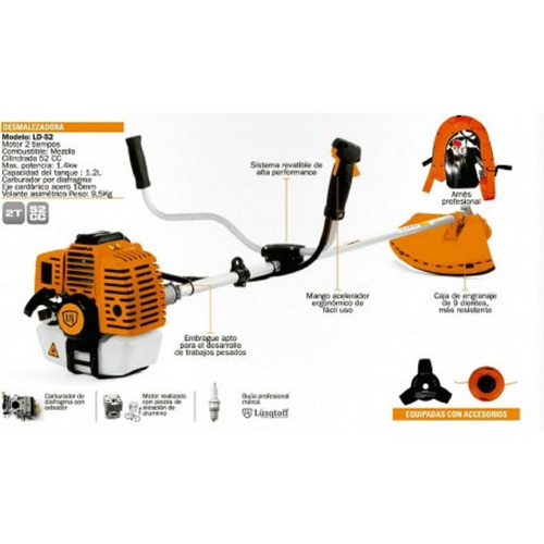 Imagen 2 de 4 de Desmalezadora Motoguadaña Bordeadora Ld-52 52cc 2t Lusqtoff