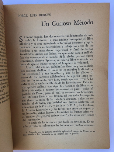 (peronismo) Jorge Luis Borges. Un Curioso Método. 1957