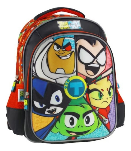Mochila Teen Titans Kinder Backpack Vs3007 Color Negro Diseño De La Tela Liso