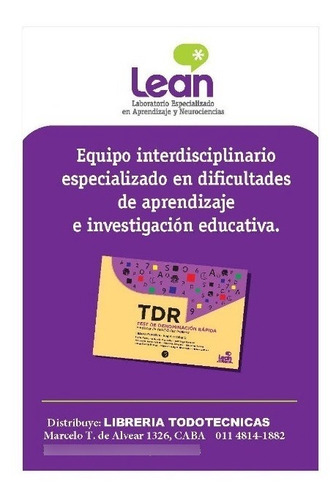 Test Tdr Test De Denominación Rápida. Predictor Habilid Lect