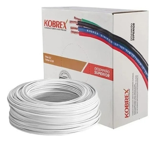 Cable Kobrex 100 Mts. Cal. 10 100% Cobre Thw-ls/thhw-ls Color de la cubierta Blanco