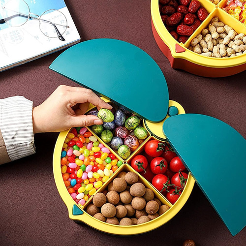 Contenedor De Alimentos Frutas Con 4 Espacios Prácticos Azul Petróleo