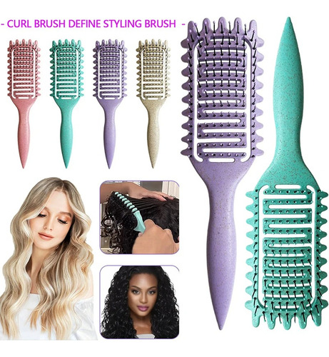 Curl Define Styling Brush Hollow Out Detangling Hair Brush