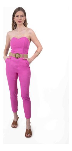 Jumpsuit Mujer Strapless Fiesta Elegante Con Cinturón Negro M