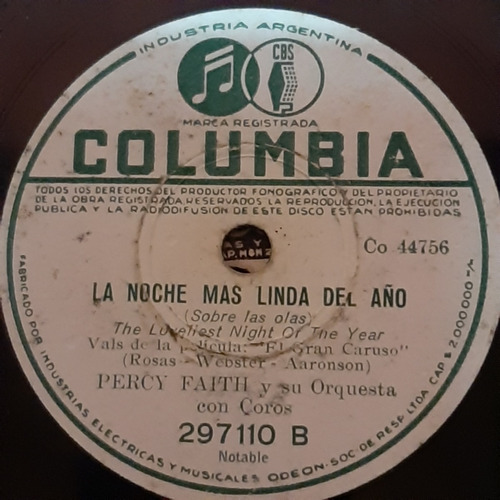 Pasta Quinteto Pirincho Francisco Canaro Odeon C139