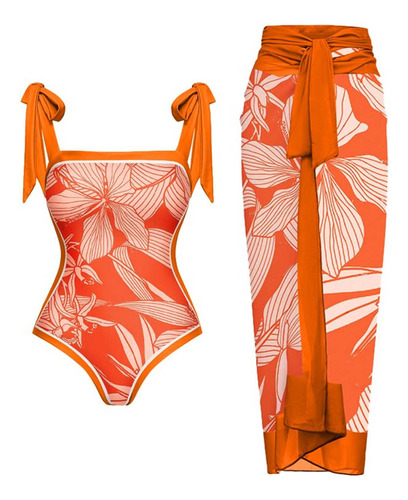 Bikini Ajustado Con Estampado Retro A La Moda Femenina