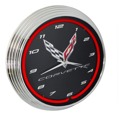 Corvette C8 Next Generation Reloj Neon Rojo 15  Diametro