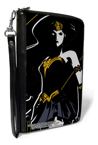 Cartera Rectangular Mujer Maravilla Liga De La Justicia Dc Negro Liso