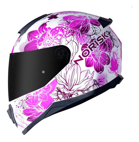 Capacete Feminino Fechado Norisk Razor Bloom Rosa Moto