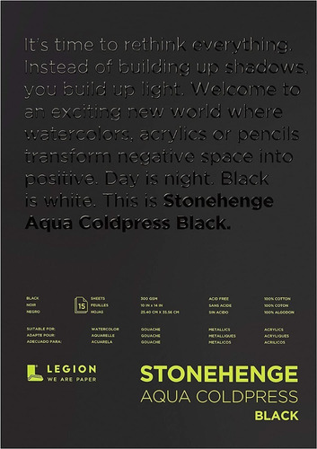 Legion Paper Block Stonehenge Aqua Black Pad 10x14in 15hojas