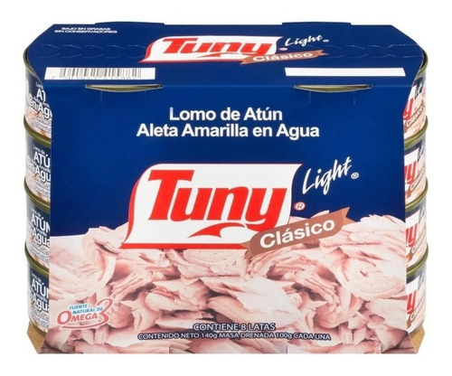 Atun Tuny Clasico En Agua Lata 140g En Hojuelas Con 8 Piezas