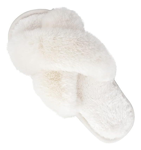A*gift Fuzzy Slippers For Women-cross Band Cozy House Home