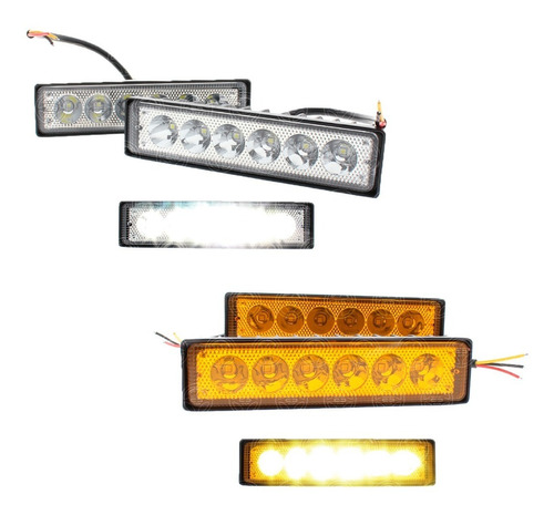 Par Faros Barra 6 Led Auxiliar Fija Y Estrobo 4x4 12-24v F1