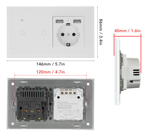 Aplicación Wifi Inteligente, Doble Usb, Enchufe De Pared Ocu