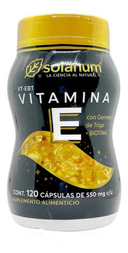 Biotina Con Vitamina E 120 Cápsulas De 550 Mg Solanum.