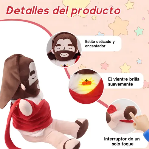 Peluche Jesús De 40 Cm Con Respiración, Música Y Luces – Alivia La Ansiedad Para Niños Y Adultos