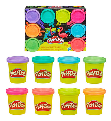 Play-doh Pack 8 Potes 448gs Hasbro - Neon