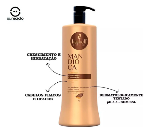 Kit Haskell Shampoos 1 Litro - Tutano, Mandioca E Quina Rosa