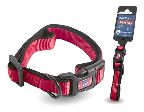 Collar Perro Mediano Acolchonado Premium Rascals Color Rojo Neoprene - SBR Tamaño del collar M