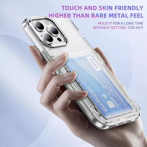 B / Funda Transparente For iPhone Con Tarjetero