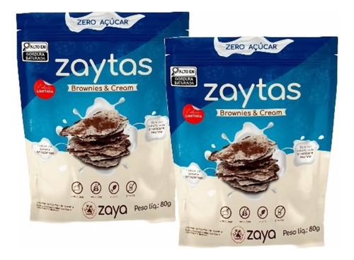 Kit 2x: Biscoito Zaytas Brownies & Cream Sem Glúten Zaya 80g