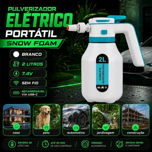 Pulverizador Elétrico de Água e Químicos de 2 L Com Bico Ajustável BAHREIN 4.9