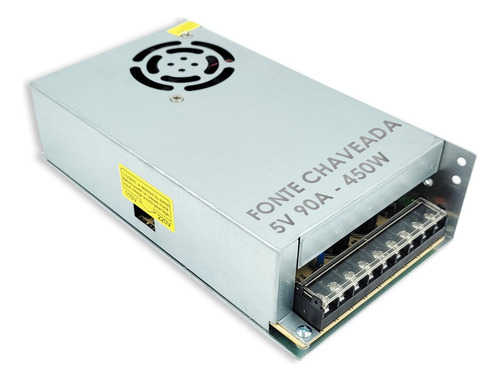 Fonte 5v 90a 450w Chaveada Estabilizada Bivolt Com Cooler