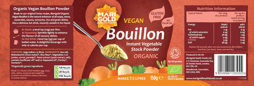Polvo De Caldo Vegano Orgánico Vegetal 150 G