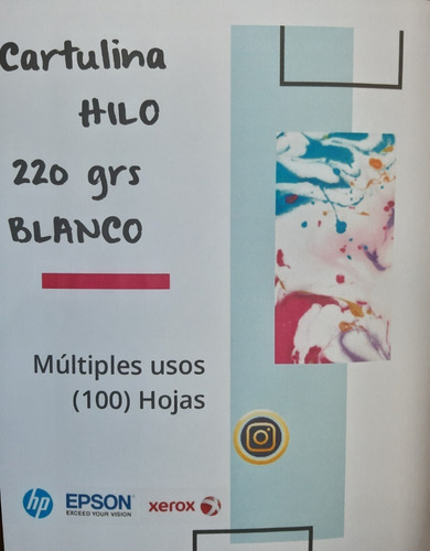 Cartulina Hilo Opalina 220 Gr Tamaño Carta Blanca 100 Hojas