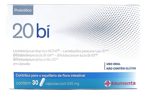 20 Bi Suplemento Probiótico Com 30 Cápsulas Flora Intestinal