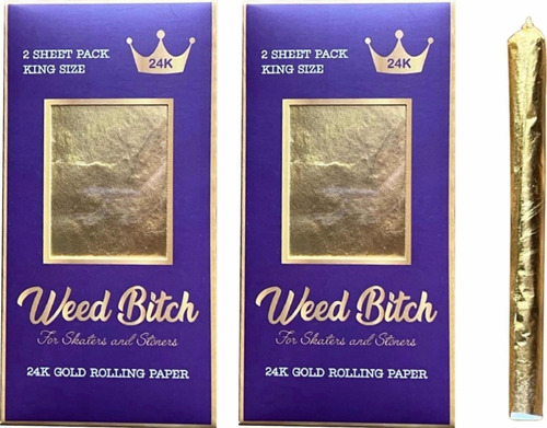 Papeles Para Enrolar De Oro 24k, Weed Bitch, Pack 4 Unidades