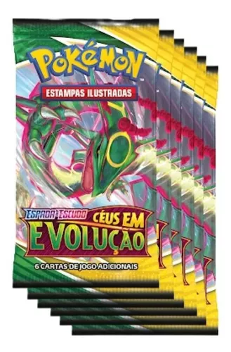 Pacote Cartas Pokémon Booster 6 Cartas Espada Escudo Céus em Evolução