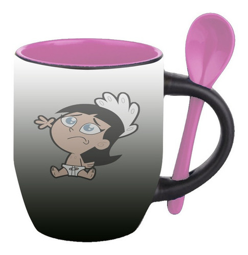 Mug Magico Con Cuchara Dibujos Animados   R305