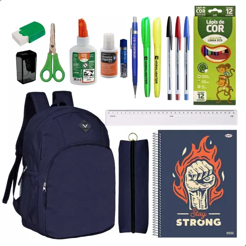 Super Kit Escolar Completo Com Todos os Materiais Essenciais para o Retorno  as Aulas