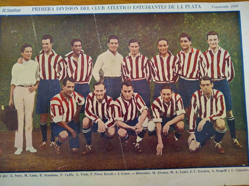 Lámina De Estudiantes De La Plata De El Gráfico 1928. Fútbol