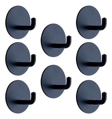 Ganchos Adhesivos Para Pared De Acero Inoxidable X8 Negro