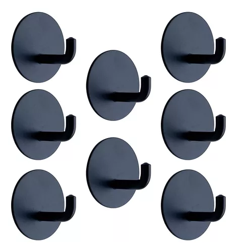 Ganchos Adhesivos Para Pared De Acero Inoxidable X8 Negro