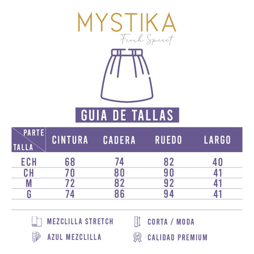 Falda Mujer Mezclilla Stretch Corta Moda Abertura Y Cierre