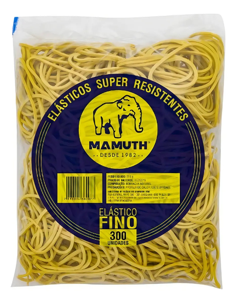 Elástico de borracha para oficina Premier 300 unidades amarelo en envelope tamanho Nº 18 x 300 unidades