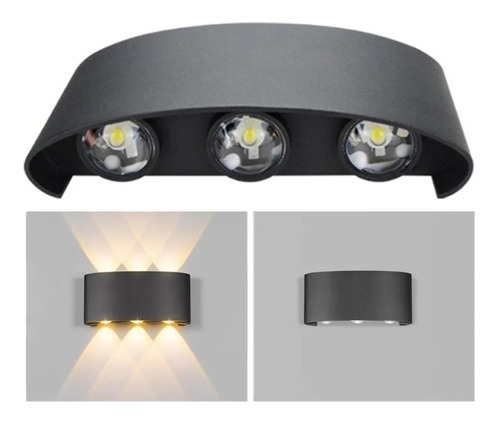 Aplique De Pared Exterior 6w Led Luz Cálida Decoración Hogar