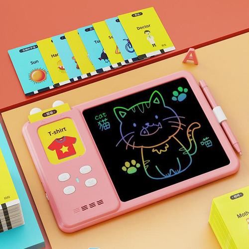 2 En 1 Tableta De Escritura De Tarjetas Flash Parlantes Rosa