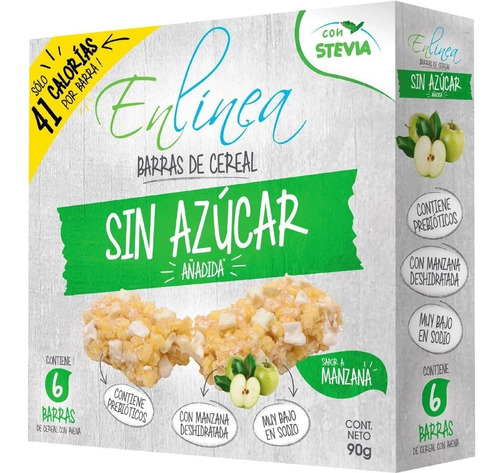 Imagen 1 de 1 de Pack Barra Cereal En Línea Manzana 6 Un De 15 G