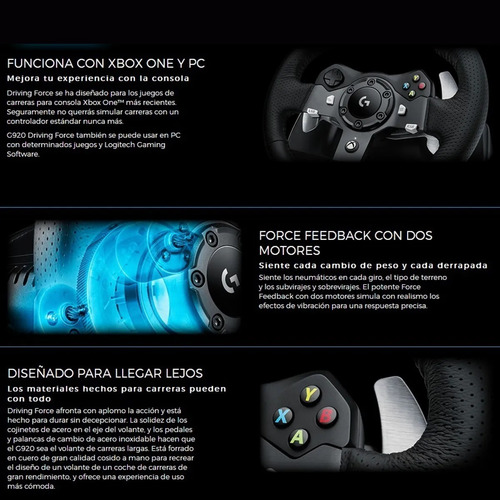 Imagen 3 de 9 de Timón Logitech G920 Para Pc / Xbox X|s One + Palanca Cambios