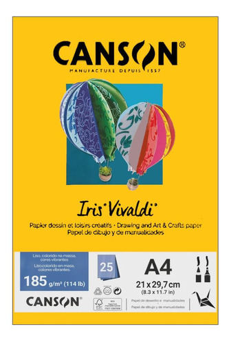 Papel Canson A4 Iris Vivaldi 185g 25fls Amarelo