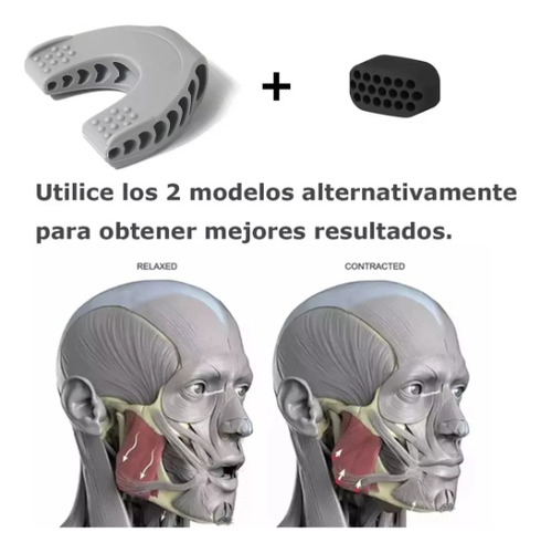 Ejercitadores Para Cara, Cuello Y Mandíbula masticador silicona blanco negra gris ejercicio 7pc